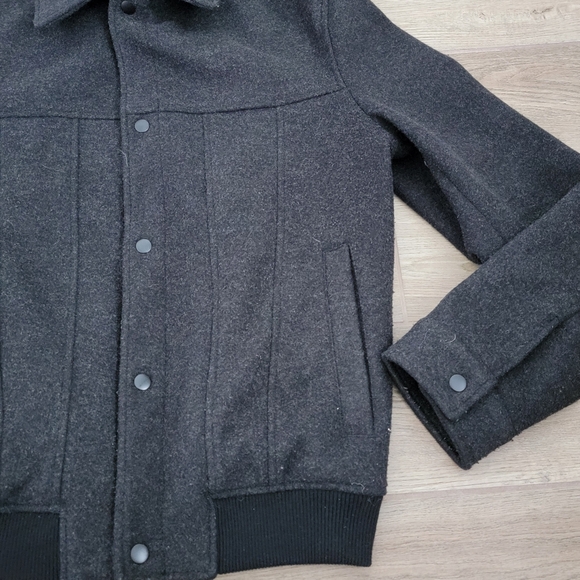 Zara Black Wool Blend Pocket Jacket With Elastic Waist Band Mens Small - Picture 5 of 16